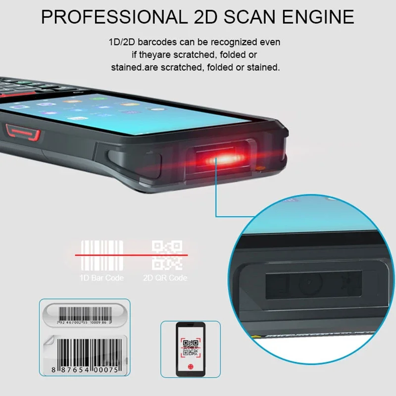 Escáner de código de barras para restaurante, Terminal de colector de datos de logística, PDA resistente, Android 10, 3G + 32G, 4G, GPS, Bluetooth, WiFi, 2D