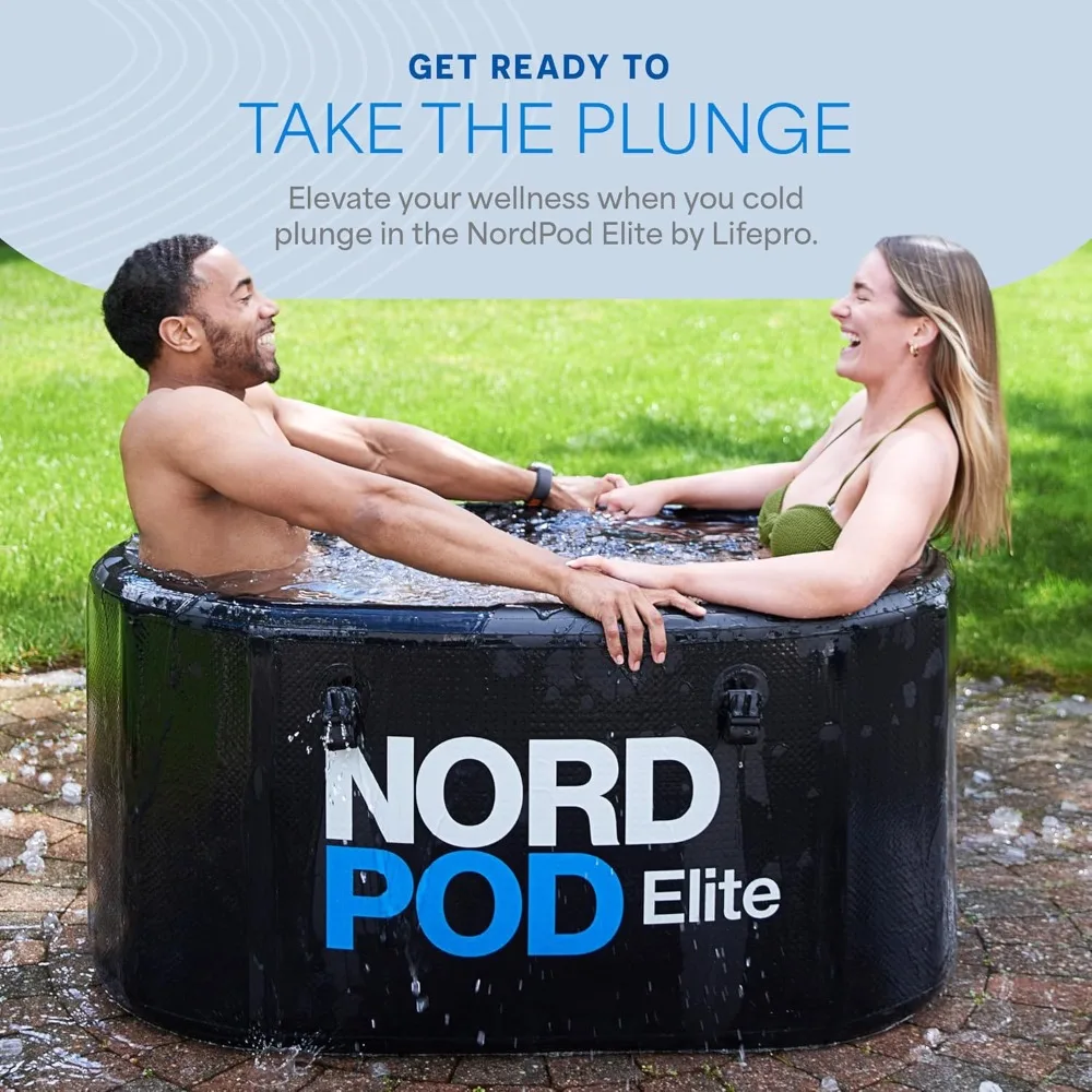 NordPod Elite Recovery Ice Tub - Athlete 2 Person Portable Ice Tub - Easy-to-set up cold bath with all-weather lid and air pump