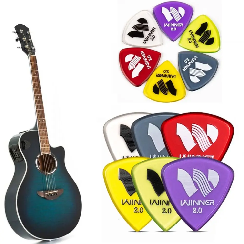 Professionelle 6-teilige Gewinner-Gitarrenplektren, 2,0 mm dick, große dreieckige Dreiecksplektren, Anti-Rutsch-Picks, Zubehör, Gitarre spielen