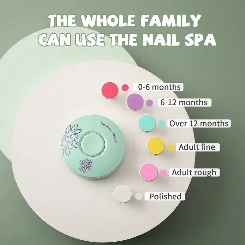 Baby Nail Care Trimmer Electric Kids Nail Pedicure Clippers Cutter Infant Polisher Scissors 6pcs Grinding Head For Newborn image 3