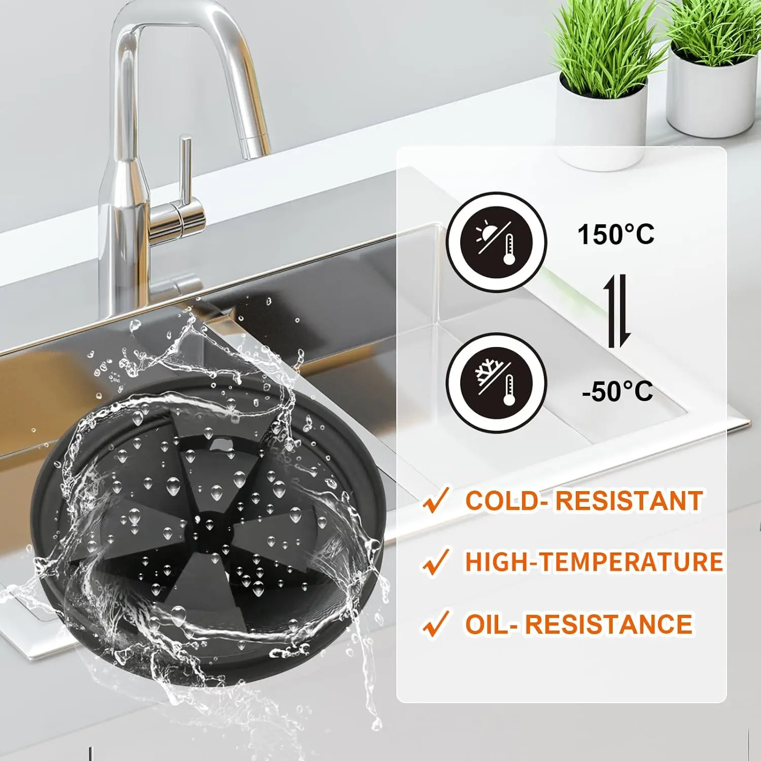 1/2Pcs 86mm Garbage Disposal Splash Guard, Quiet Garbage Disposal Rubber Drain Insert, Sink Splash Guard QCB-AM Replacement