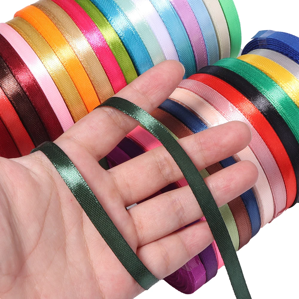 25 Yards/Lot 33 Farben 6mm Seidensatinbänder DIY Handgemachte Schleifen Haarnadeln Geschenkverpackung Weihnachten Hochzeit Party Dekorationsbänder – Detail 6