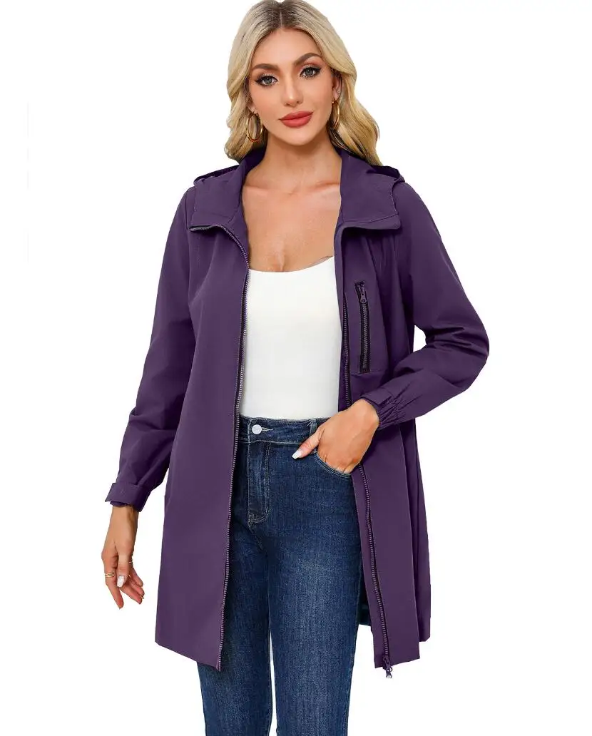 خريف جديد المرأة مقنعين سترة طويلة، معاطف الموضة غير رسمية، الحجم الأوروبي S-3XL خندق المرأة الوردي الأسود الأزرق الجيش الأخضر