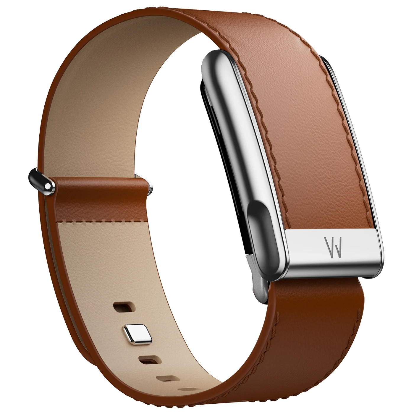 whoop50peak-lifeトップレイヤー牛革ストラップ、光沢のあるシルバーメタリック付きレザービジネスプレミアムストラップ交換用ストラップに適しています。
