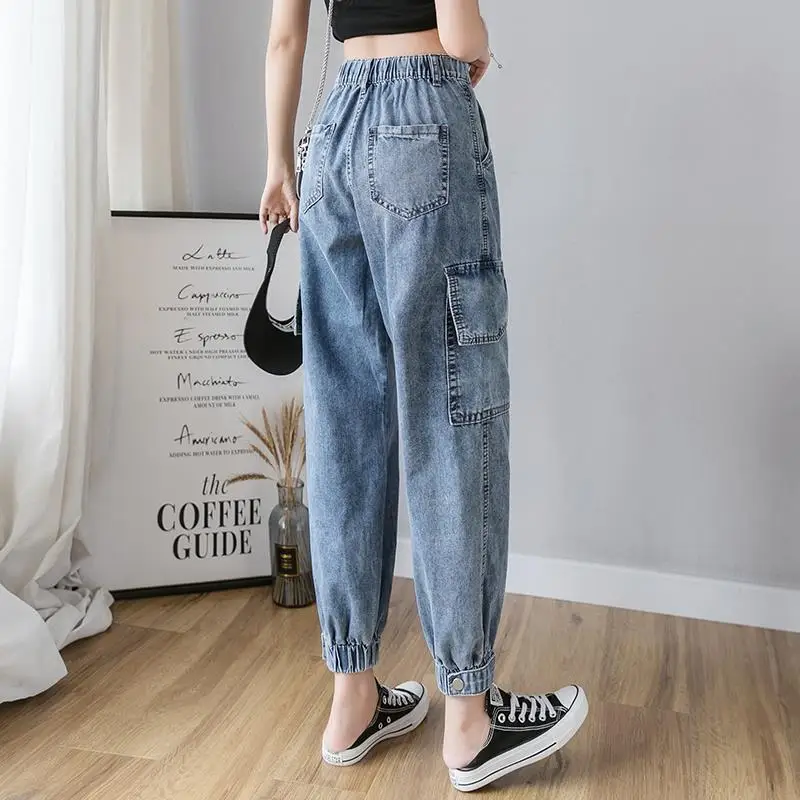 Vintage Harem Boyfriend Jeans Oversized 5xl High Waisted Women's Cargo Denim Pants Fashion Casual Trousers Pantalones De Mujer