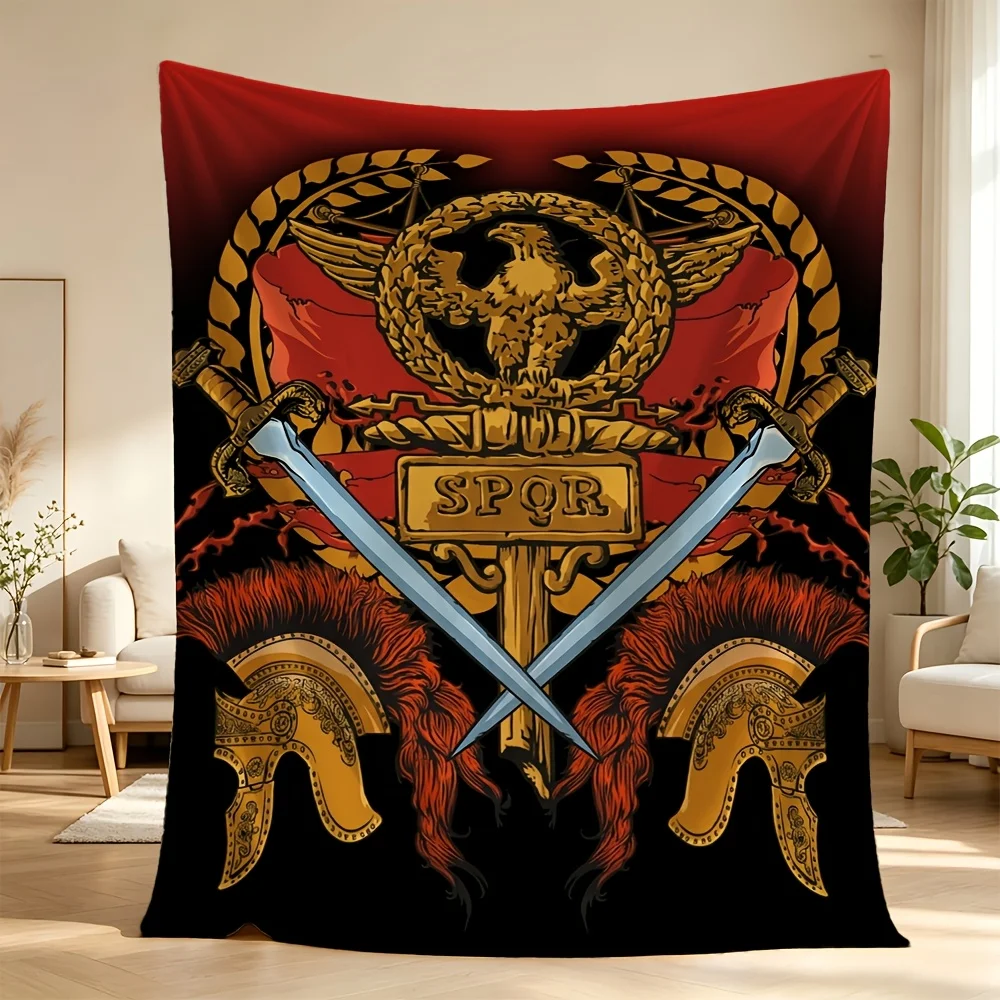 Luxury Roman Empire Gladiator SPQR Warrior Theme Blanket Throw Large Decor 150x200cm Vintage Bedding