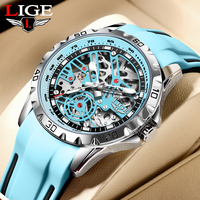 2025 New LIGE Top Brand Luxury Hollow Waterproof Tourbillon Mechanical Automatic Watch Men Silicone Skeleton Mens Watches + Box