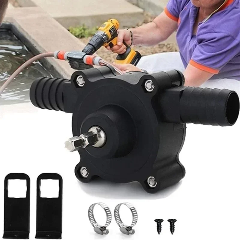 Portable Electric Drill Pump Self Priming Transfer Pumps Oil Fluid Water Pump Portable Round Shank Heavy Duty Self-Priming Hand