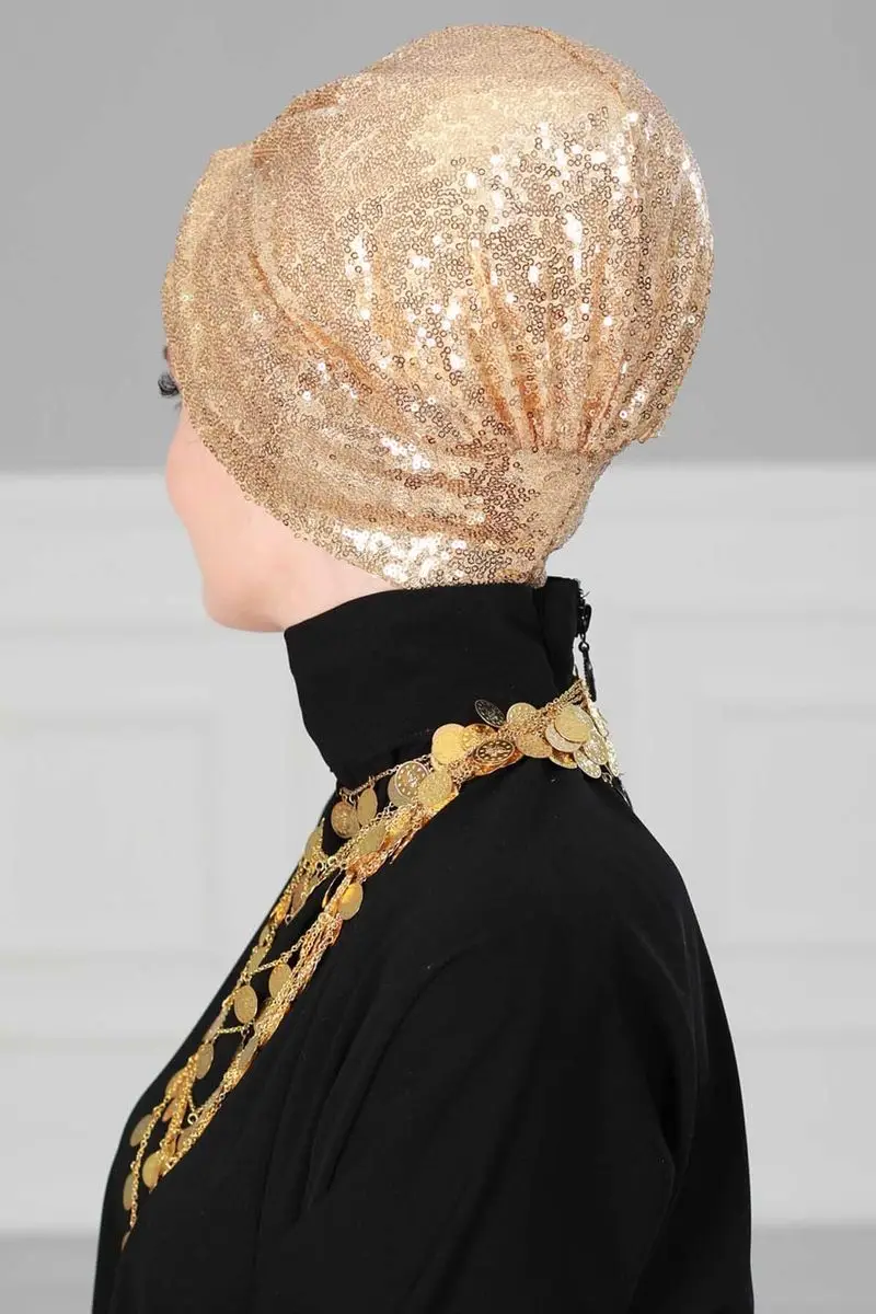 Mihrace Penye Bone Lovertjes Goud