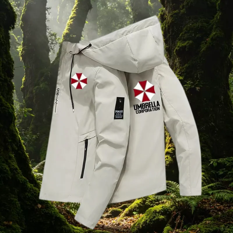 2026 Autumn New Fashion Brand Exquisite Printed Hooded Pocket Jacket for Men's Daily Lightweight Hiking Adventure Windproof Coat