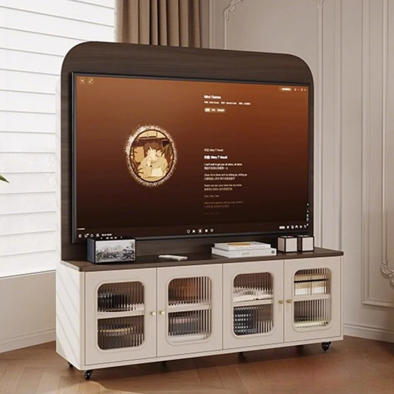 with wheels removable Tv cabinet Solid wood multi-functional tv stand storage aesthetic meuble télé living room furniture