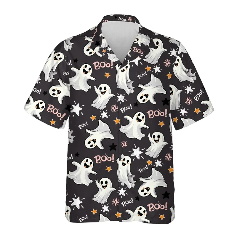 All Over Print Pumpkins Hawaiian Shirt For Men New In Short Sleeve Halloween Button Down Beach Shirts Clothes Mens Blouse Tees