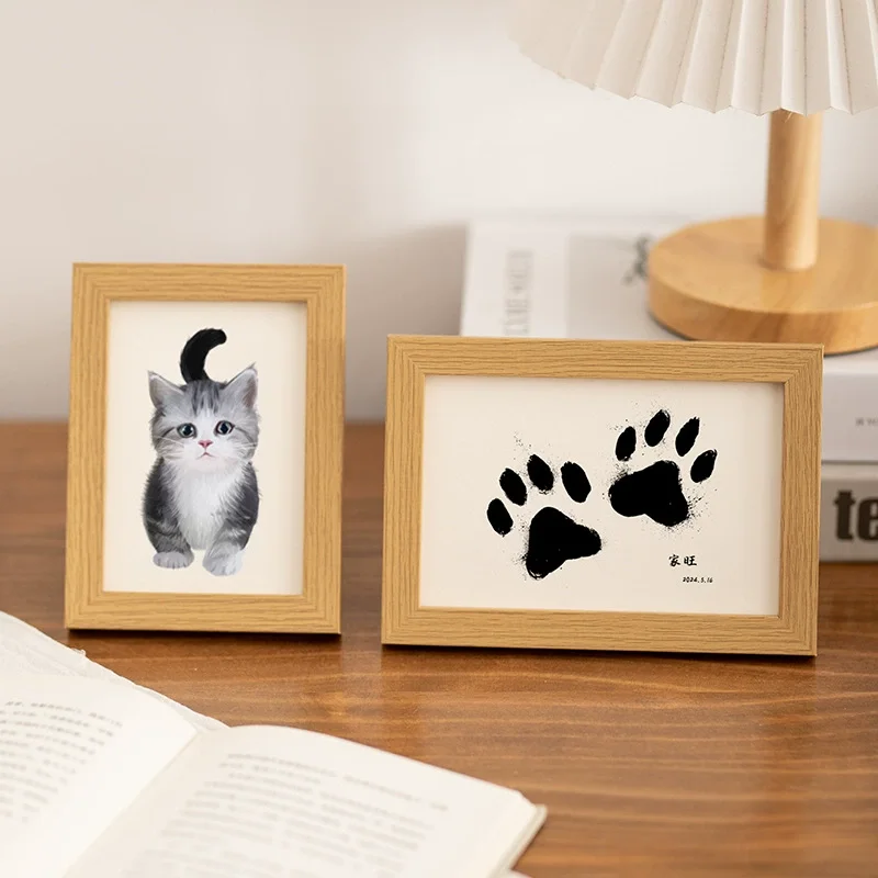 Non-Toxic Inkless Baby Handprint Footprint Frame DIY Pet Dog Cat Paw Print Keepsake Picture Frame Souvenir Home Decoration