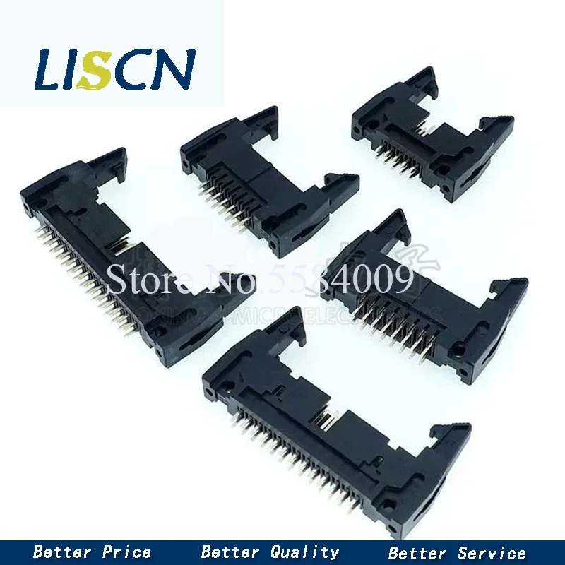 10pcs DC2 10/16/20/26/34/40 PIN 2.54MM pitch MALE SOCKET straight/Right angle idc box headers CONNECTOR 10P/20P/40P FOR FC Cable