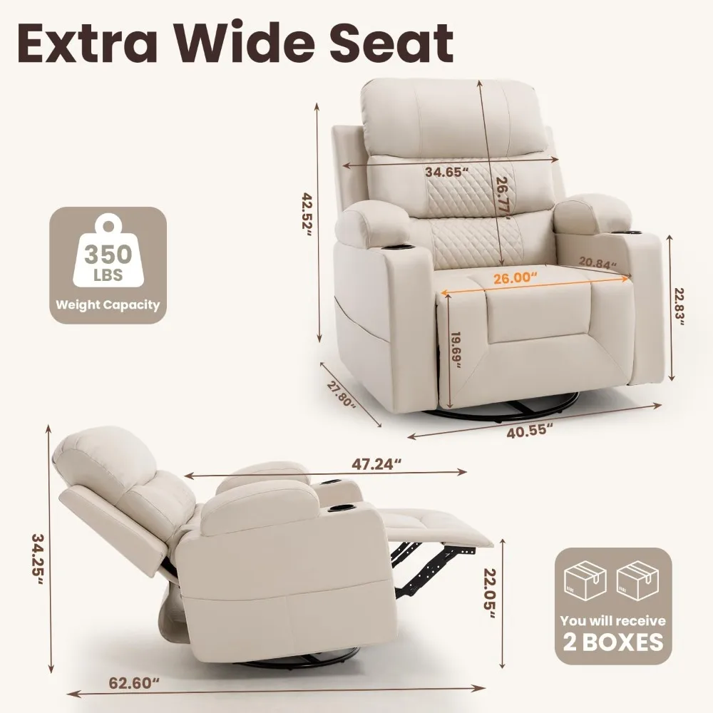 Extra Wide Power Swivel Rocker Recliner Nursery Rocking Glider Chair, Custom
