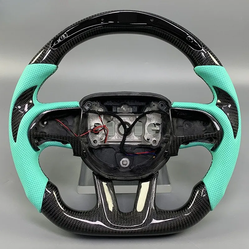 Luxury Carbon Fiber Steering Wheel with High-end Texture for Dodge Fiat 500C Durango Journey Hellcat Challenger SRT Leather