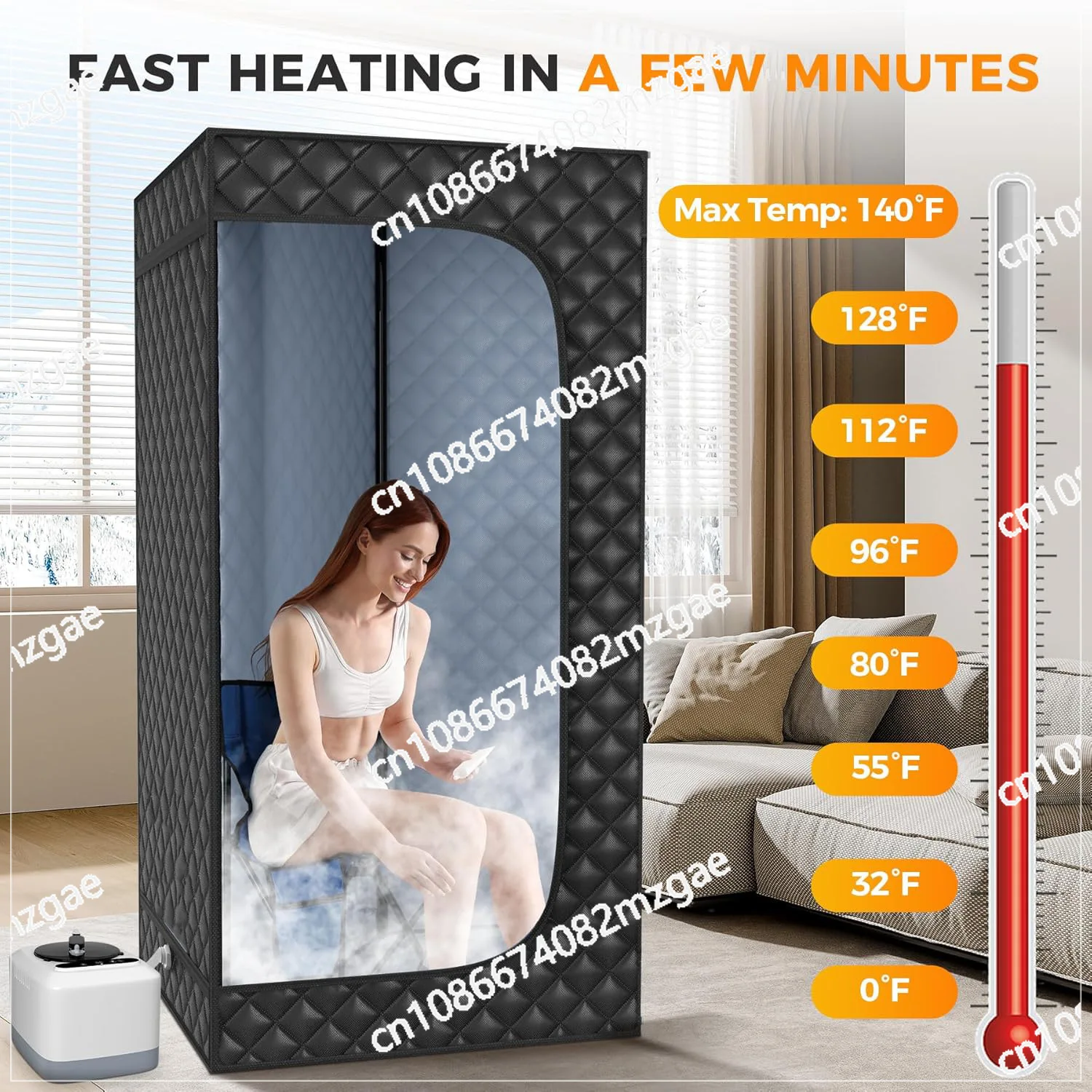 صندوق ساونا لغرفة تبخير الجسم بالكامل للمنزل، تصميم محمول قابل للطي مع معدات نظام التعرق والحمام #2