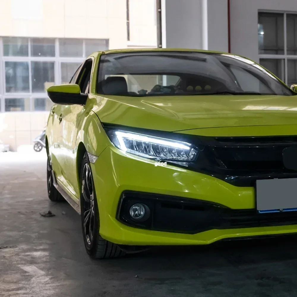 

Для Honda Civic X 10th FC FK7 FK8 2016-2021 Автоматическая фара в сборе Обновление светодиодных линз проектора в стиле ангельских глаз Автомобильные аксессуары