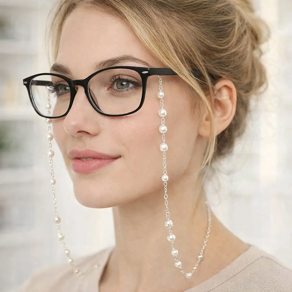 Pearl Beaded Sunglass Chain Hanging Cord Anti Drop Eyeglass Lanyard Nonslip Adjustable Sunglass Lanyard Straps Eye Accessories