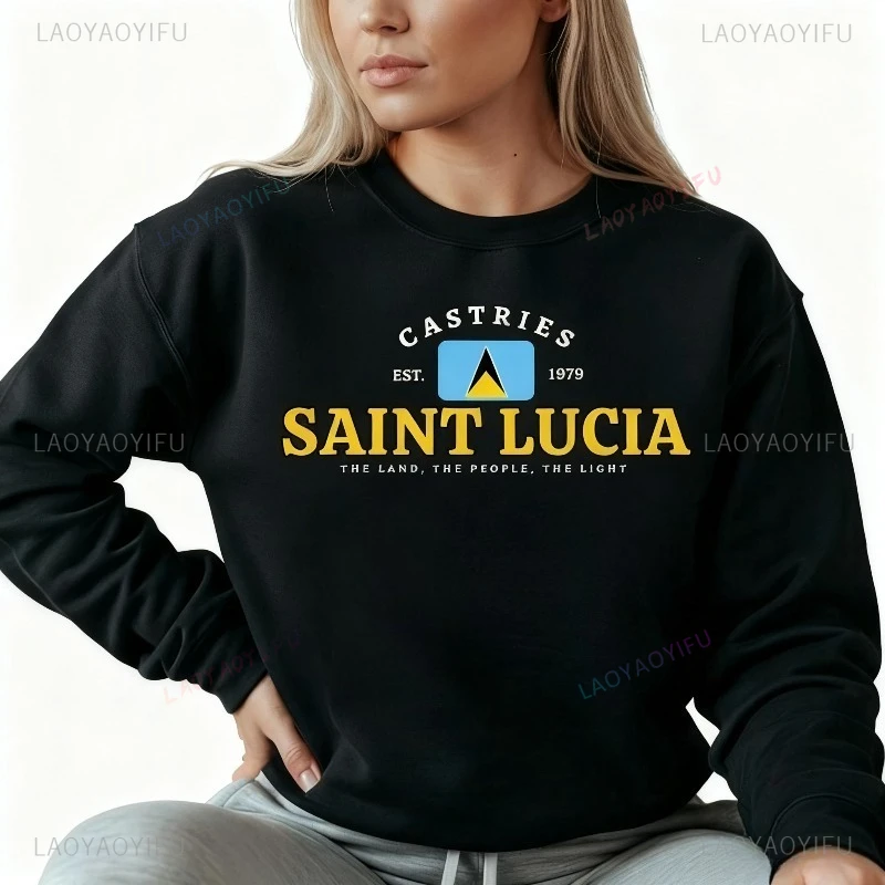 Sudadera de Saint Lucia, jersey de lana Unisex, camiseta con patrón divertido del orgullo del país, Sudadera con capucha de moda, sudadera Unisex