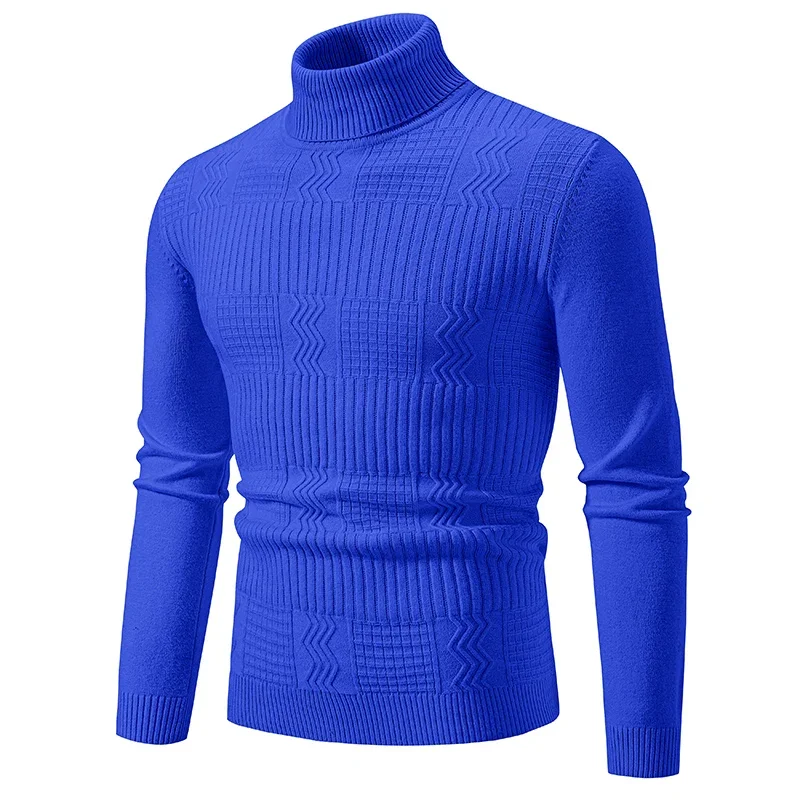 8 Colors Autumn and Winter Sweaters Knitted Warm High Neck Solid Color Slim Fit Skin Friendly Pullover Sweater Men