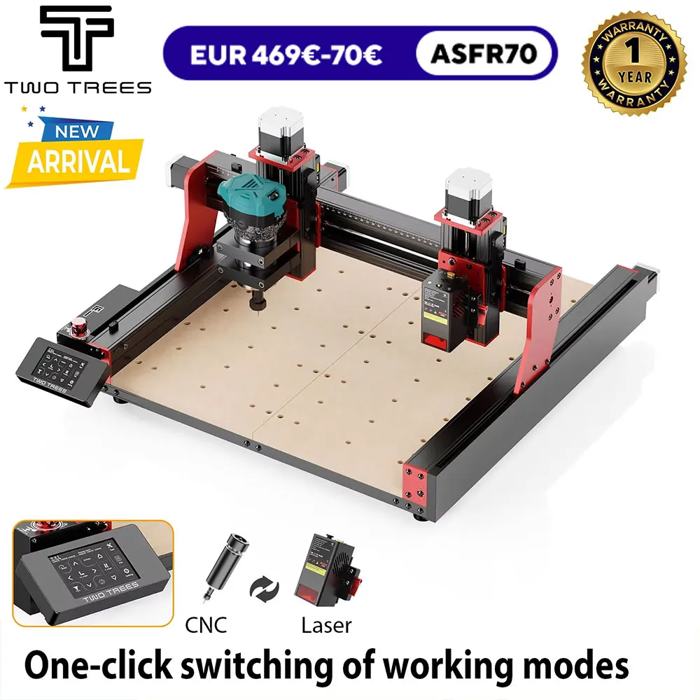 TWOTREES TTC450 Pro CNC Machine de découpe de métal à 4 axes contrôle GRBL 460x460x80mm pour routeur CNC et gravure laser coupe bois acrylique cuir plastique