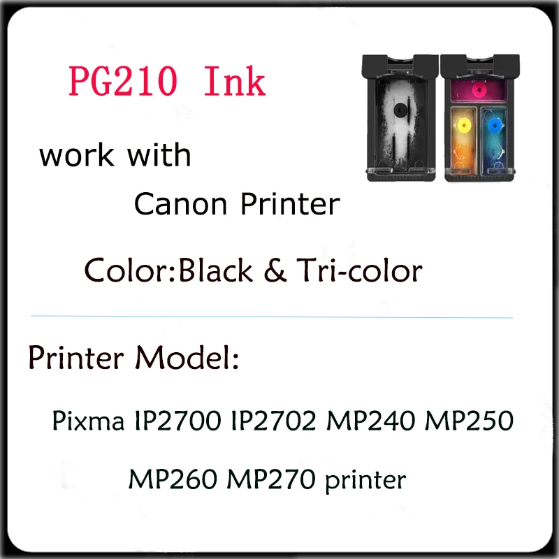 Vilaxh PG-210 CL-211 refillable Ink Cartridge For Canon PG210 CL211  Pixma IP2700 IP2702 MP240 MP250 MP260 MP270 printer