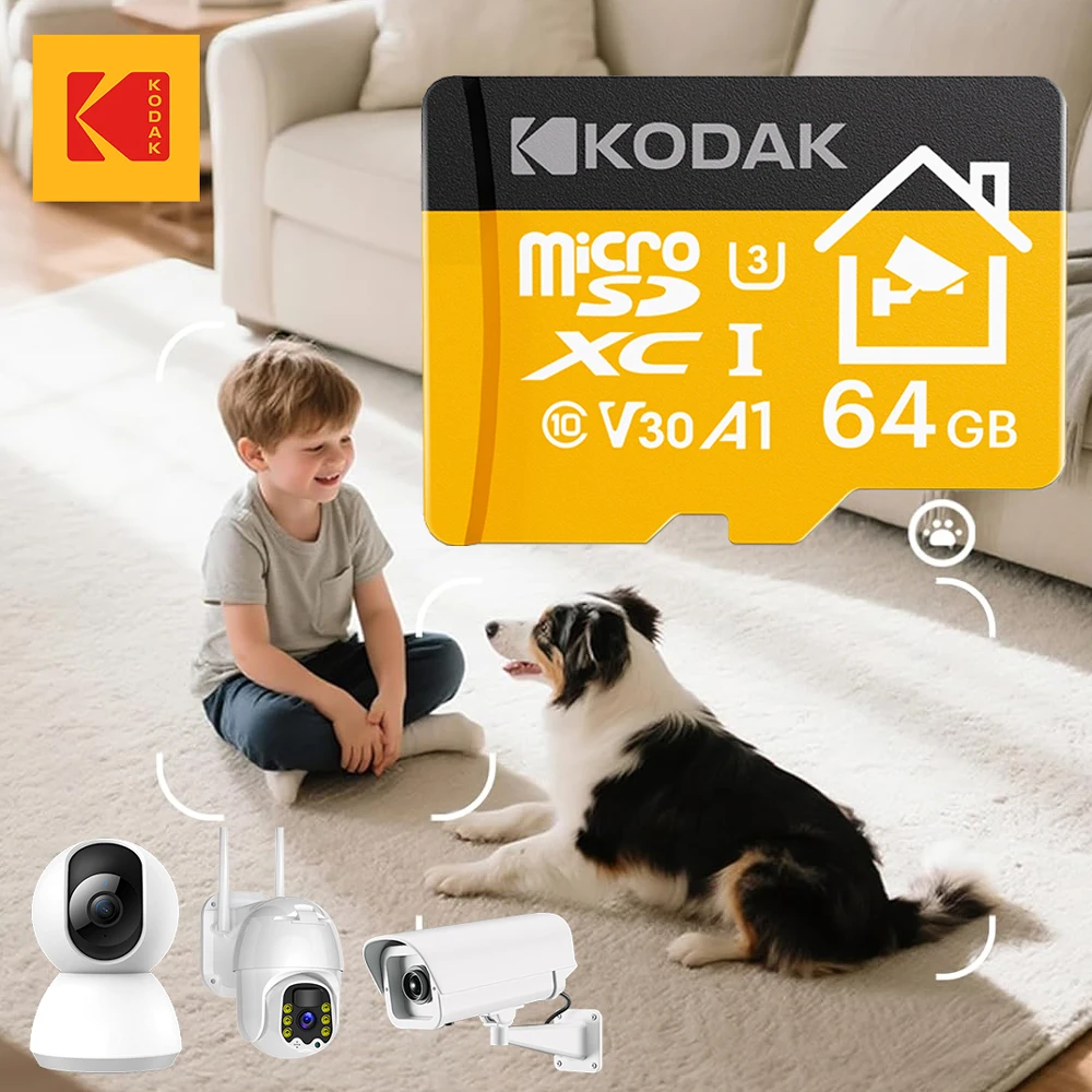 

Kodak Microsd card best for Home Security & Pet Camera & Indoor Baby Monitor Micro sd card 32GB 64GB 128GB 256GB Memery card