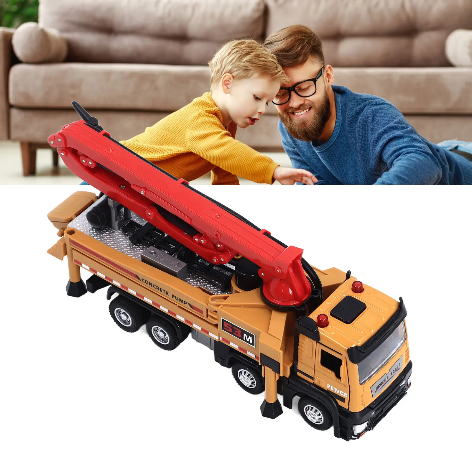 ZK40 1:32 Scale Alloy Concrete Pump Truck High Simulation Improve Coordination Construction Vehicle Model