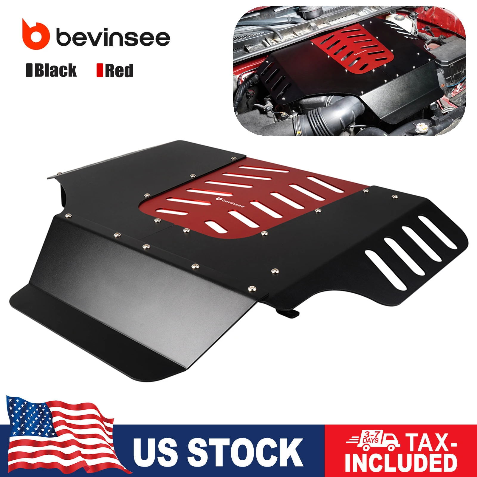 (US stock) Aluminium Engine Cover for  Toyota 4Runner 2010-2024, Replace for 11259-31310 (Larger Area & Added Deflector Plate)