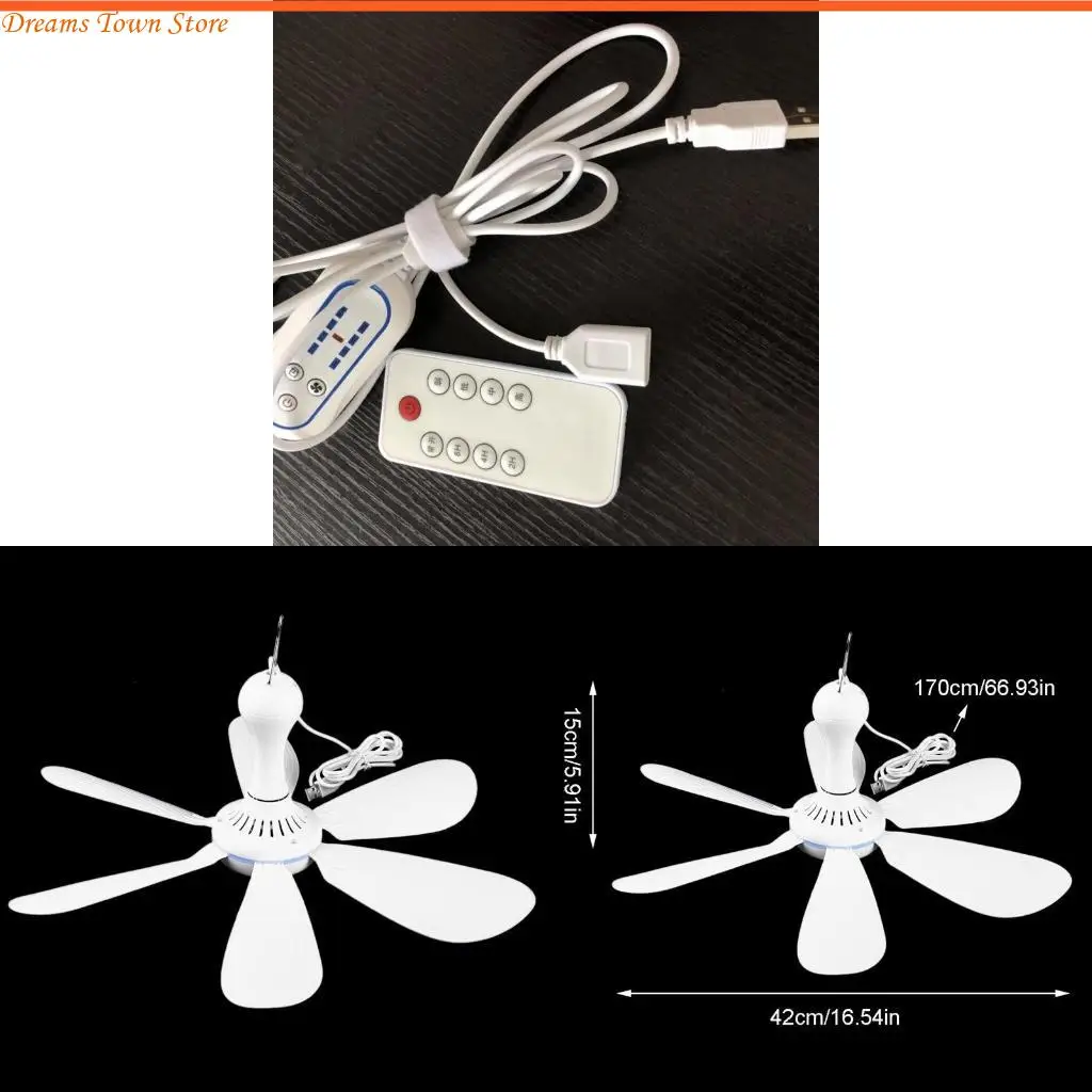 

HX6A USB -потолочный вентилятор с пультом дистанционного управления безмолвным веером для открытого кемпинга Пикник ГРМ 4 -й