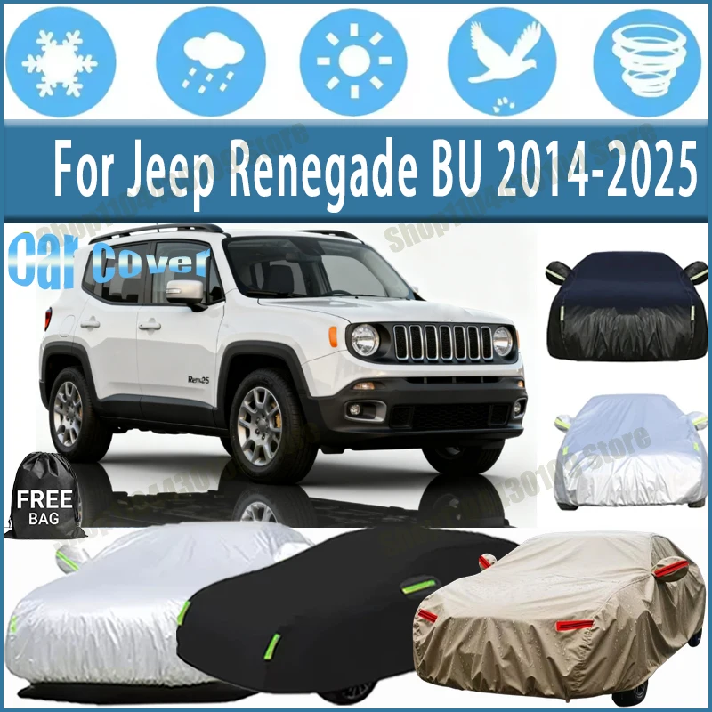 

Чехлы для автомобилей Jeep Renegade BU 2014-2025 с отражающей полосой, антикоррозийные, защита от солнца, дождя, снега, ветра, пыли, УФ-излучения