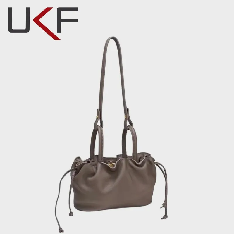 

UKF New Arrival Hobos Design Leather Women's Handbag Fashion Solid Color Top Handle Female Shopping Purse Bags For Women Sac