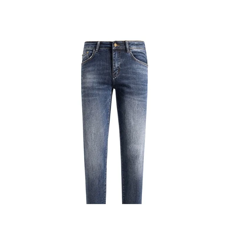 2023 Boutique Men's Jeans Autumn and Winter Big Brand Slim Fit Small Straight Sleeve Casual Long Pants Versatile Thick Style