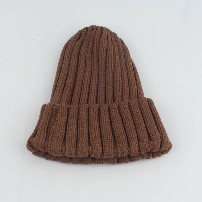 Gorro de punto suave para hombre y mujer, gorro cálido de Hip Hop, de Color sólido, para Otoño e Invierno