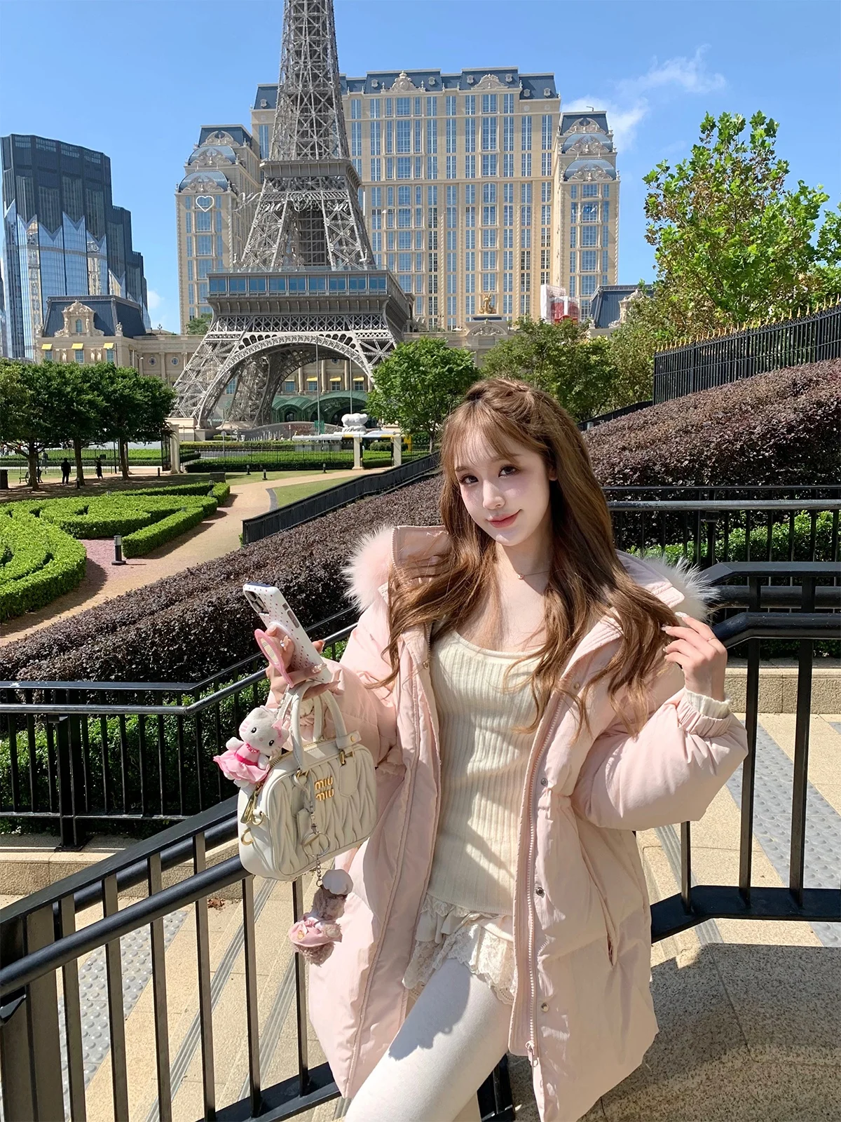 

Пуховик Kimicoy Berry Milk Foam для женщин, модель Sweet Sister Du, с меховым воротником, утягивающий талию, средней длины, повседневный, теплый