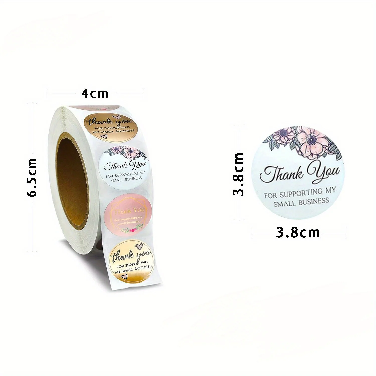500pcs/1roll Thank You For Supporting My Small Business Stickers,Highly Recommended For Small Business Owners And Online Sellers