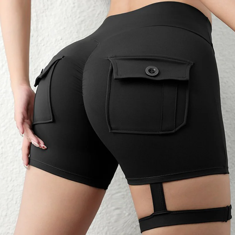 Women Sport Shorts Sexy Rope Thigh Short Pants Cycling Gym Sportwear Snmmer Slim Butt Lifting Leggings