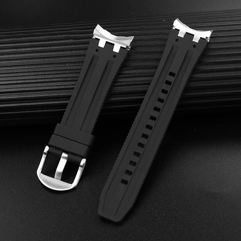 24mm Rubber Curved End Watchband For Citizen Sky Eagle JY8051-08E Y8051-08 JY8058 JY8059 JY8068 Bracelet Steel End Link Strap