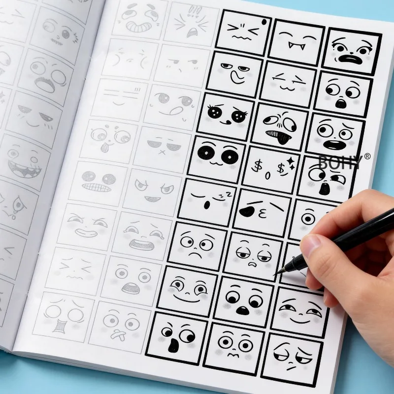 1 Character Expression, Small Animal Sketch, Adult Decompression and Coloring Picture Book, 40 Pages of Different Patterns