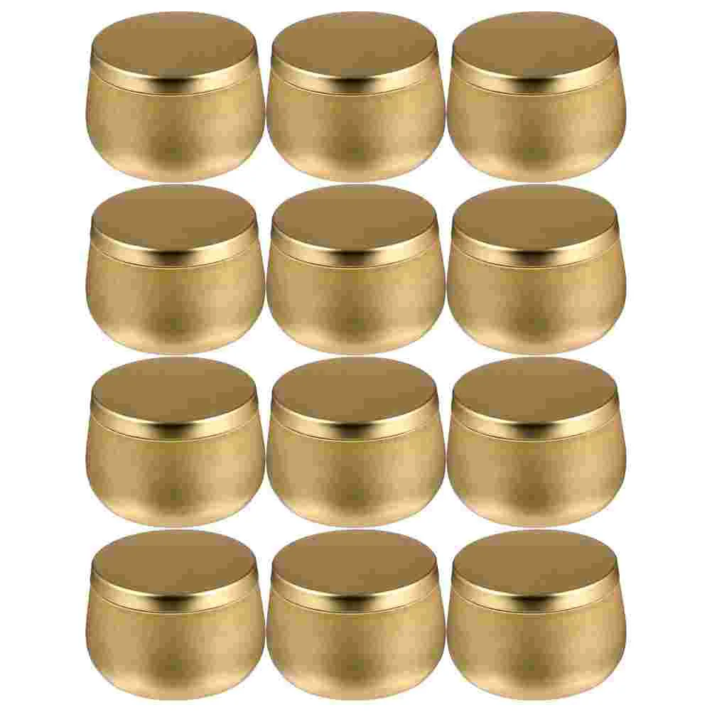 

12 Pcs Coffee Jar Belly Storage Sundries Can Tinplate Candy Jars Cup Tea Golden Jewelry Organizing Boxes