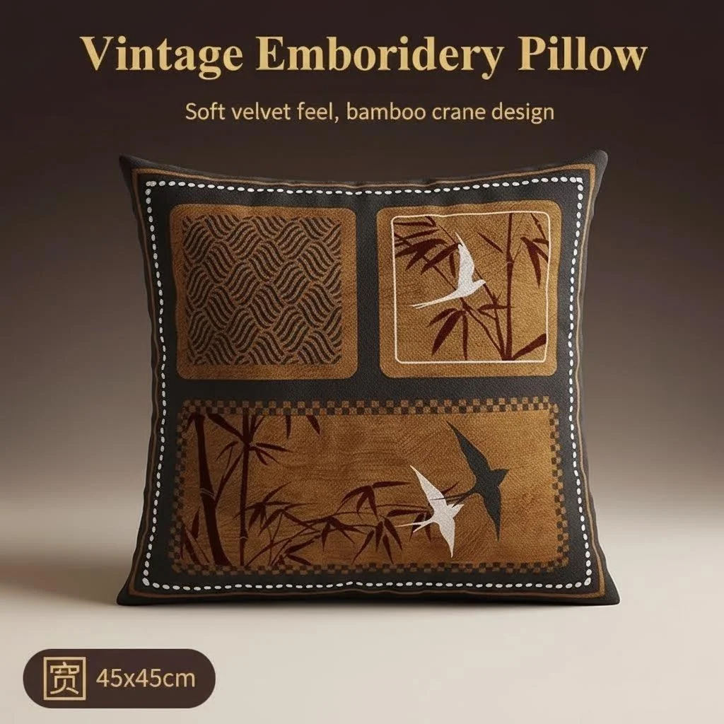 Vintage American Style Pillow Cover  with Retro Design for Home Decor, Party Supplies, Daily Use