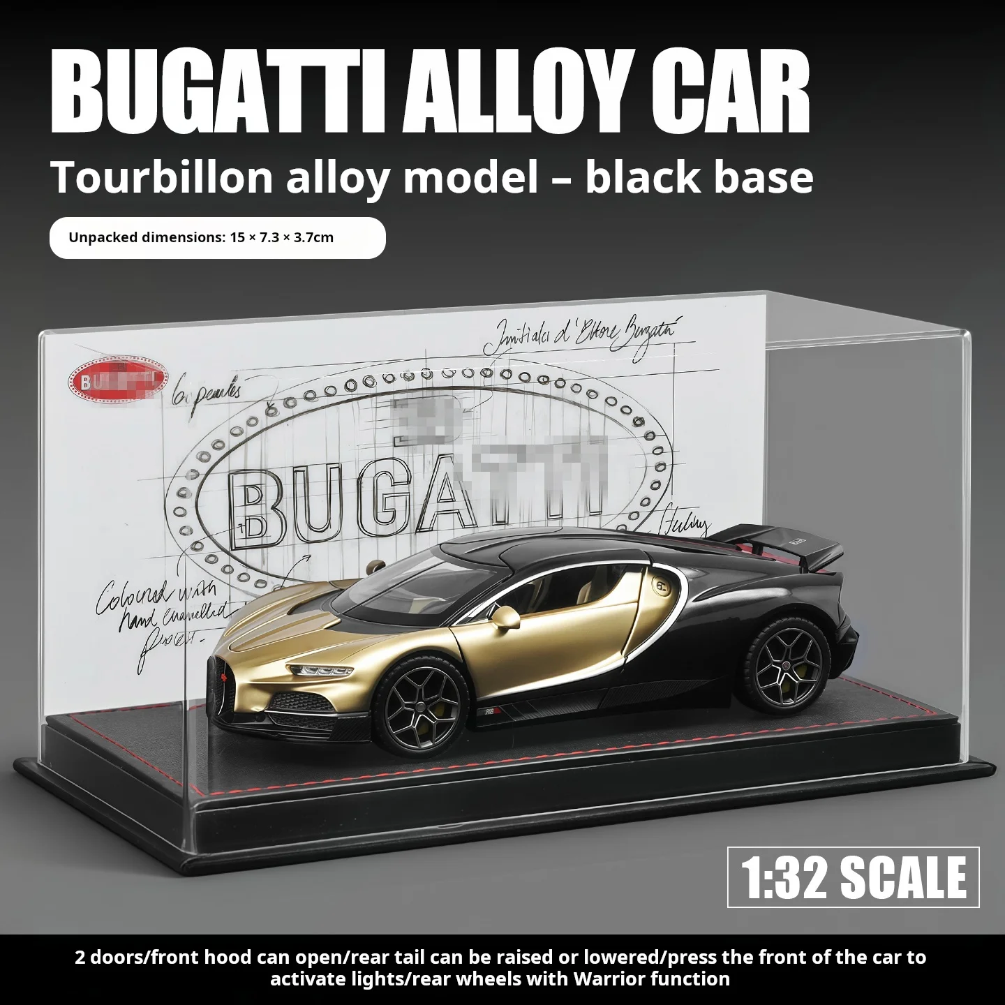 Officially Licensed 1:32 Sports car Alloy Model, Leather Base & Dust Cover, Ornament Collectible Men Gift Toy Car