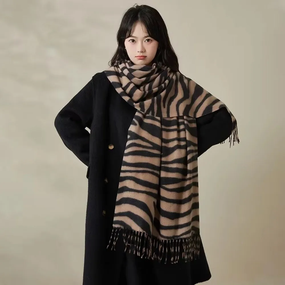 

Винтажный осенне-зимний шарф из искусственного кашемира, морозостойкий теплый шарф с кисточками для шеи, утолщенная накидка на плечо, женская шаль