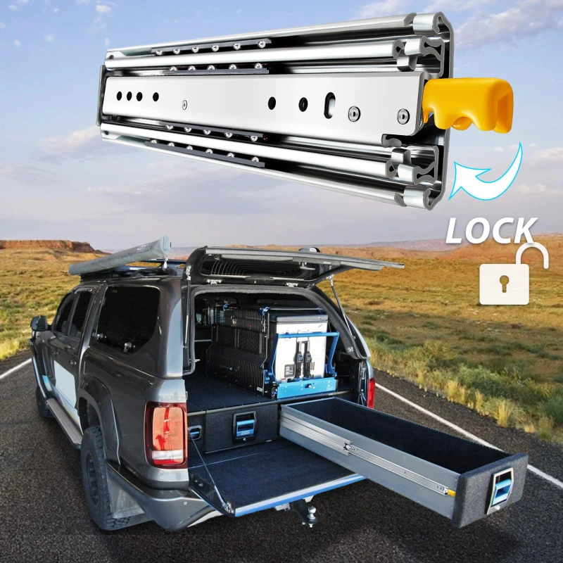 

Capacity 220kg Heavy Duty Slide Rail 1 Pair Load Full Extension Ball Bearing Side Mount Industrial Rails with Lock RV Slides