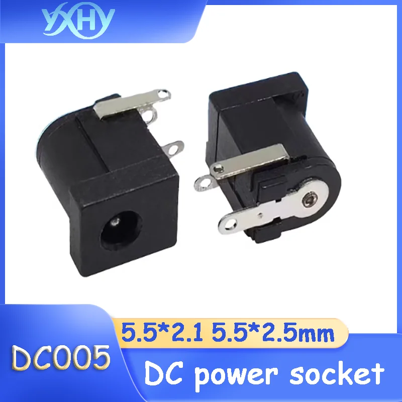 

10pcs DC005 Female Socket 5.5*2.1/2.5 Pin Power Charging Interface Socket DC2.0 Round Pin 3-Pin High-Temperature Resistant