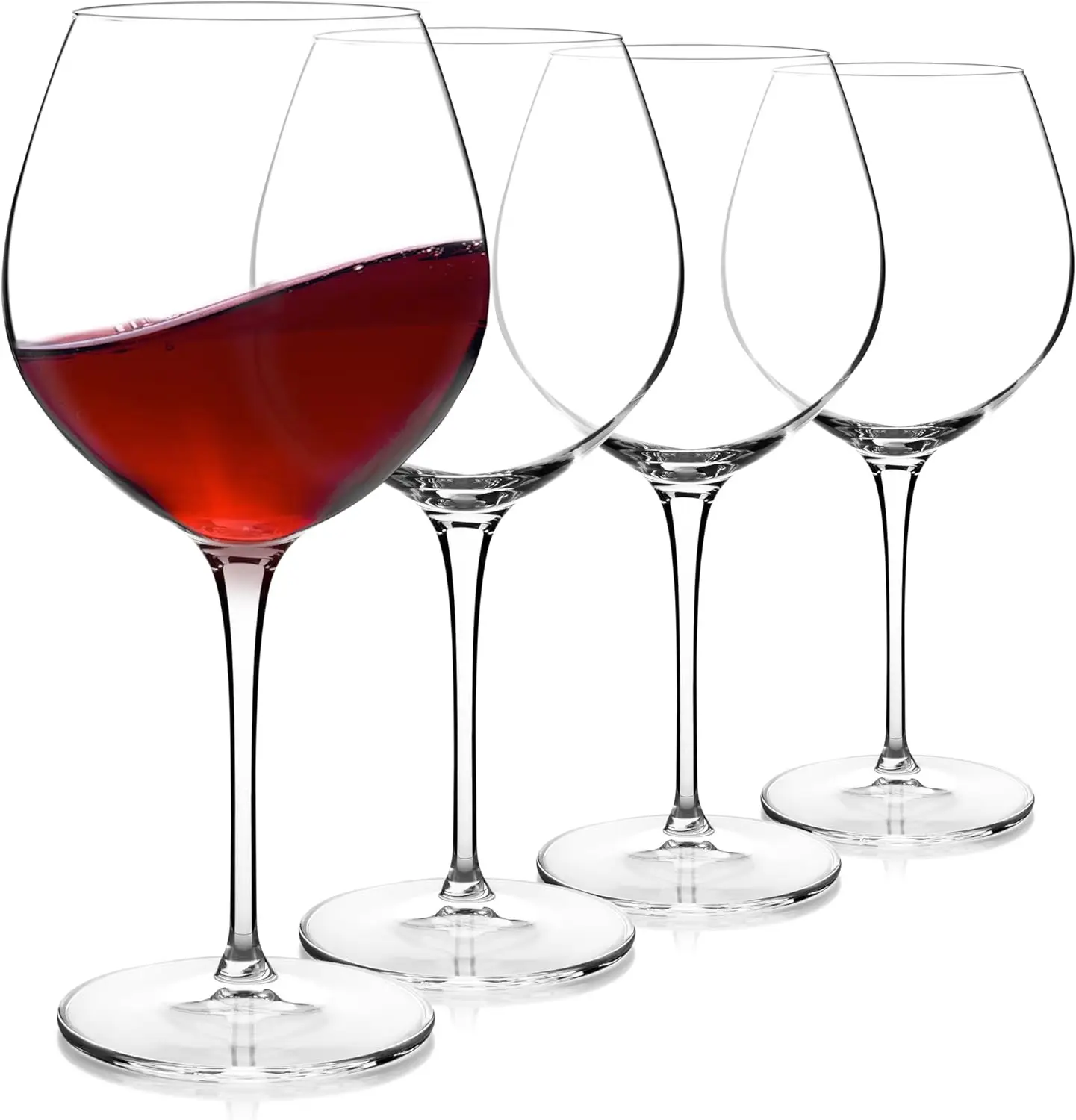 

Crescendo Bourgogne Red Wine Glasses Set of 4 – 22.25 Oz Stemware with Curved Bowl Shape for Full-Bodied Reds – Lead-F