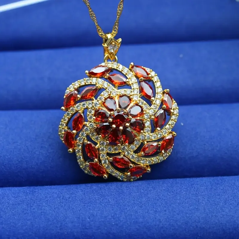 Elegant Multicolor Zirconia Pendant Necklace 18k Golden Plated - for Women Perfect for Weddings & Valentine's