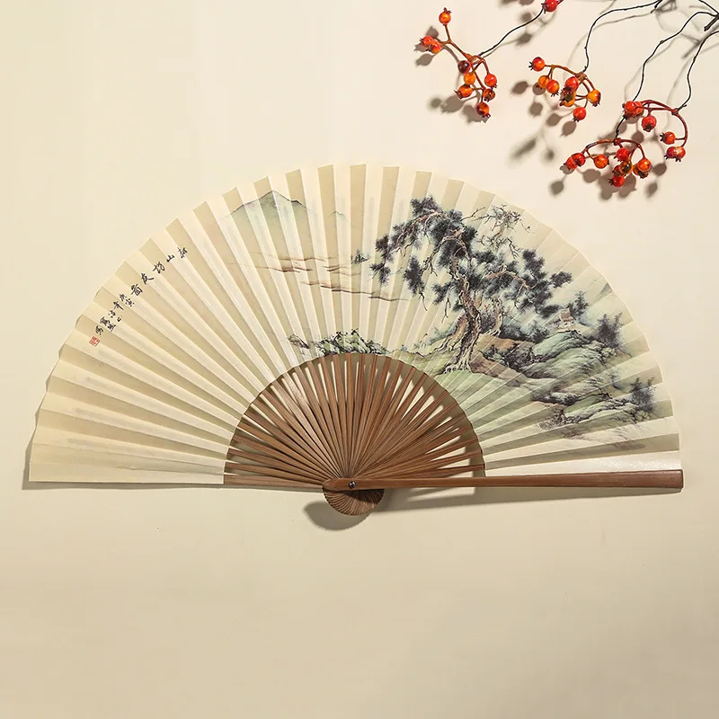 Abanicos de Papel para Baile, Abanicos Portátiles de Bambú Hanfu, Abanico de Papel Exquisito para Mujer, Abanico Clásico de Bambú, Ventilador de Verano, Abanicos para Boda