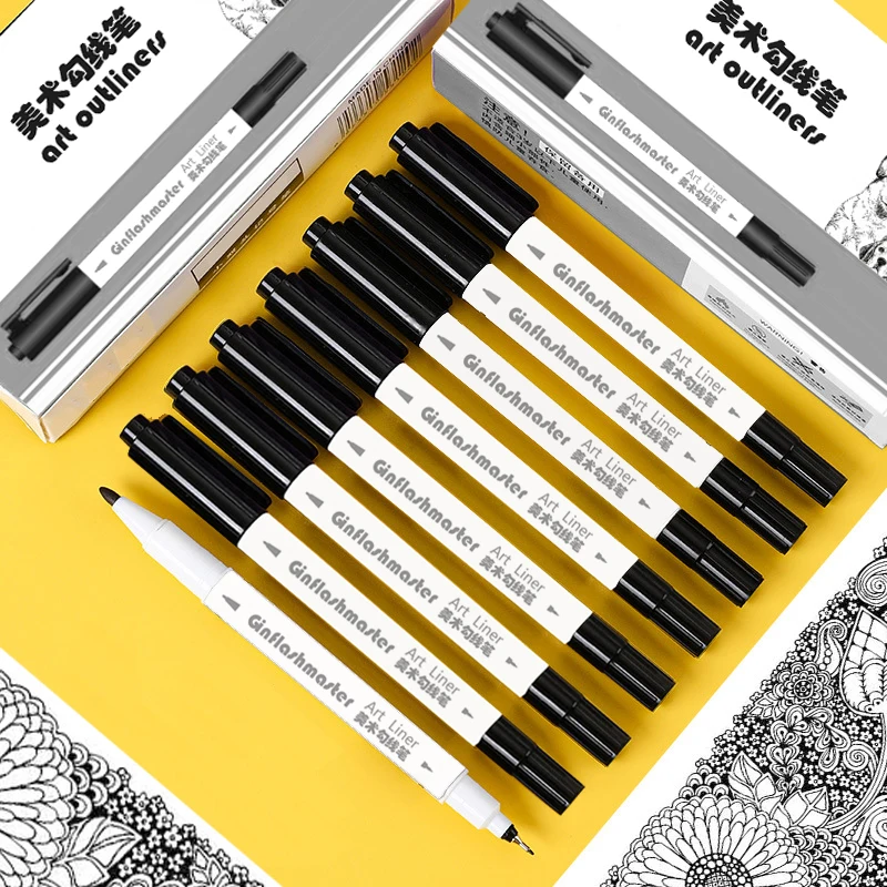 12pcs/box Waterproof Art Sketch comics Art Marker Pen Pigment Liner oil Based Drawing Handwriting School office Stationery